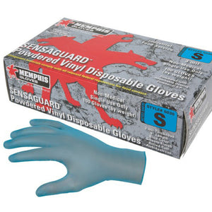 MCR Safety 5030 SensaGuard Vinyl Disposable Industrial Food Service Grade Powdered Gloves - Blue